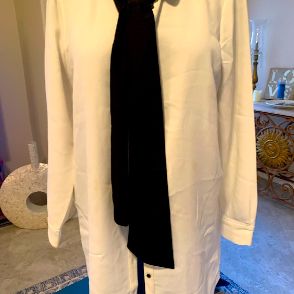 CeCe cream/black shift blouse